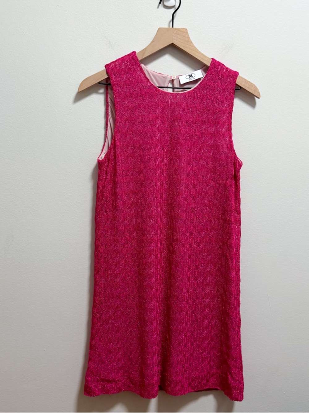 M Missoni sequin embellished crochet knit hot pink lurex Mini Dress luxury - Picture 11 of 13